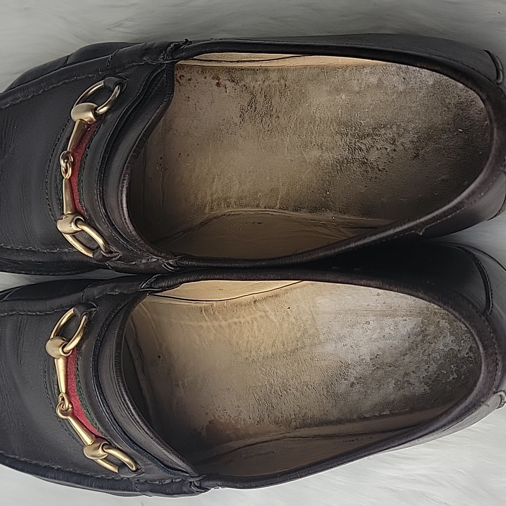 GUCCI VTG Brown Leather Horse Bit Classic Preppy Old Money Slip On Loafers 45.5B - Picture 5 of 16